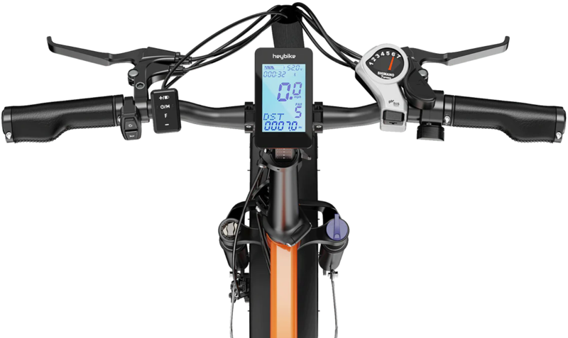 Top down view of the cockpit of a Mars 2 Ebike