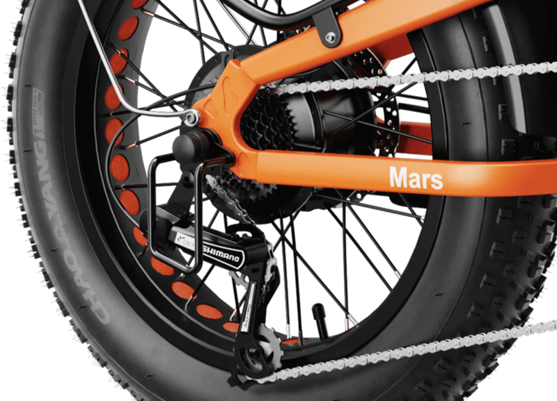 Close up view of rear derailleur of Mars 2 Ebike