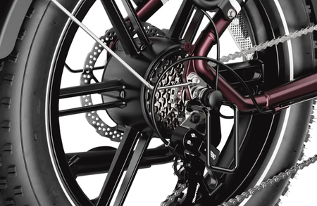 Close up of the cassette and derailleur of the Heybike Ranger S ebike