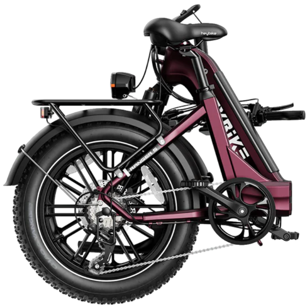 Merlot folding Ranger S Ebike by Heybike in its folded position.