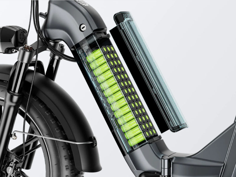 Inside view of the battery cells of the Heybike Ranger S ebike