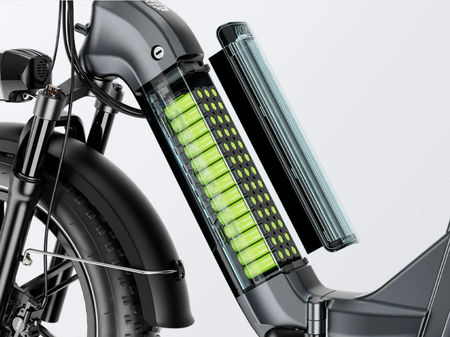 Inside view of the battery cells of the Heybike Ranger S ebike