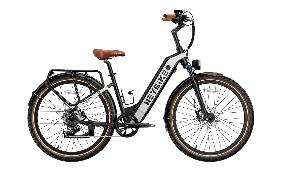 A side view of the black Cityrun Ebike by Heybike
