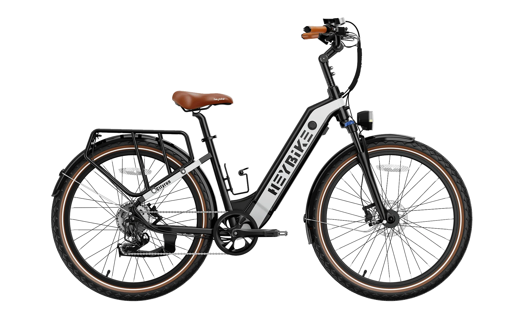 A side view of the black Cityrun Ebike by Heybike