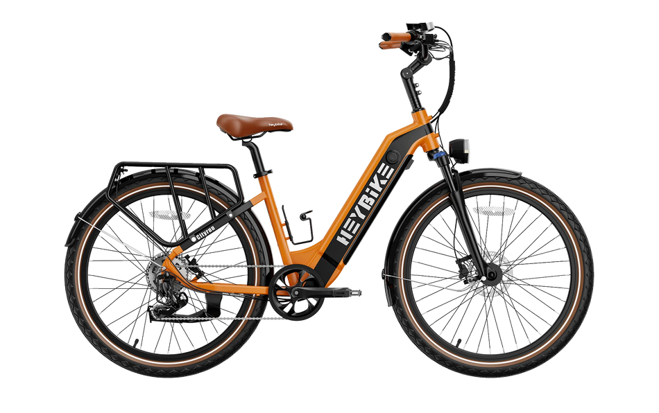 A Heybike Cityrun Ebike from the side.