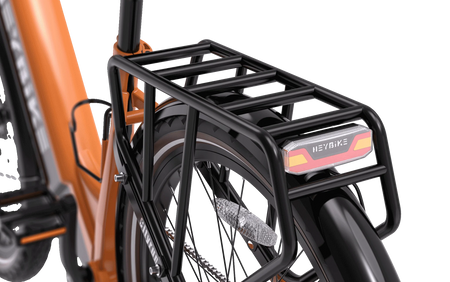 A close up of the rear rack on the Heybike Cityrun Ebike
