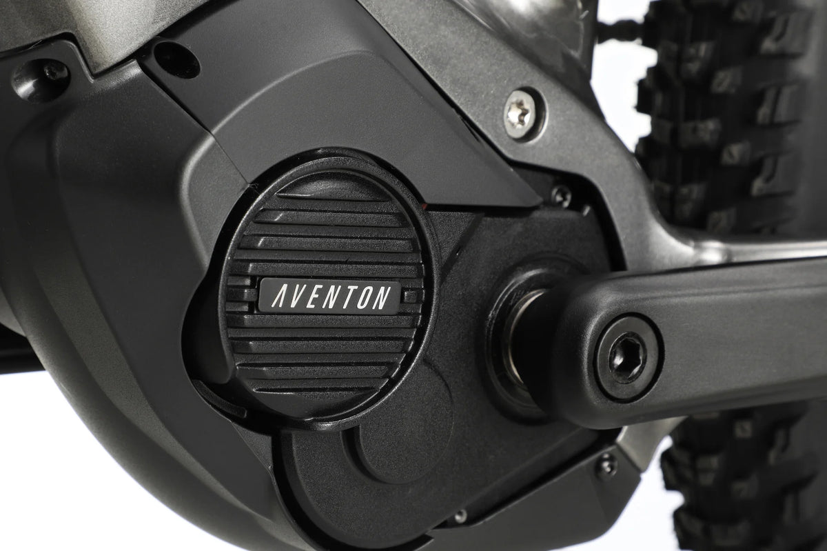 Close up of aventon ramblas ebike mid-drive motor