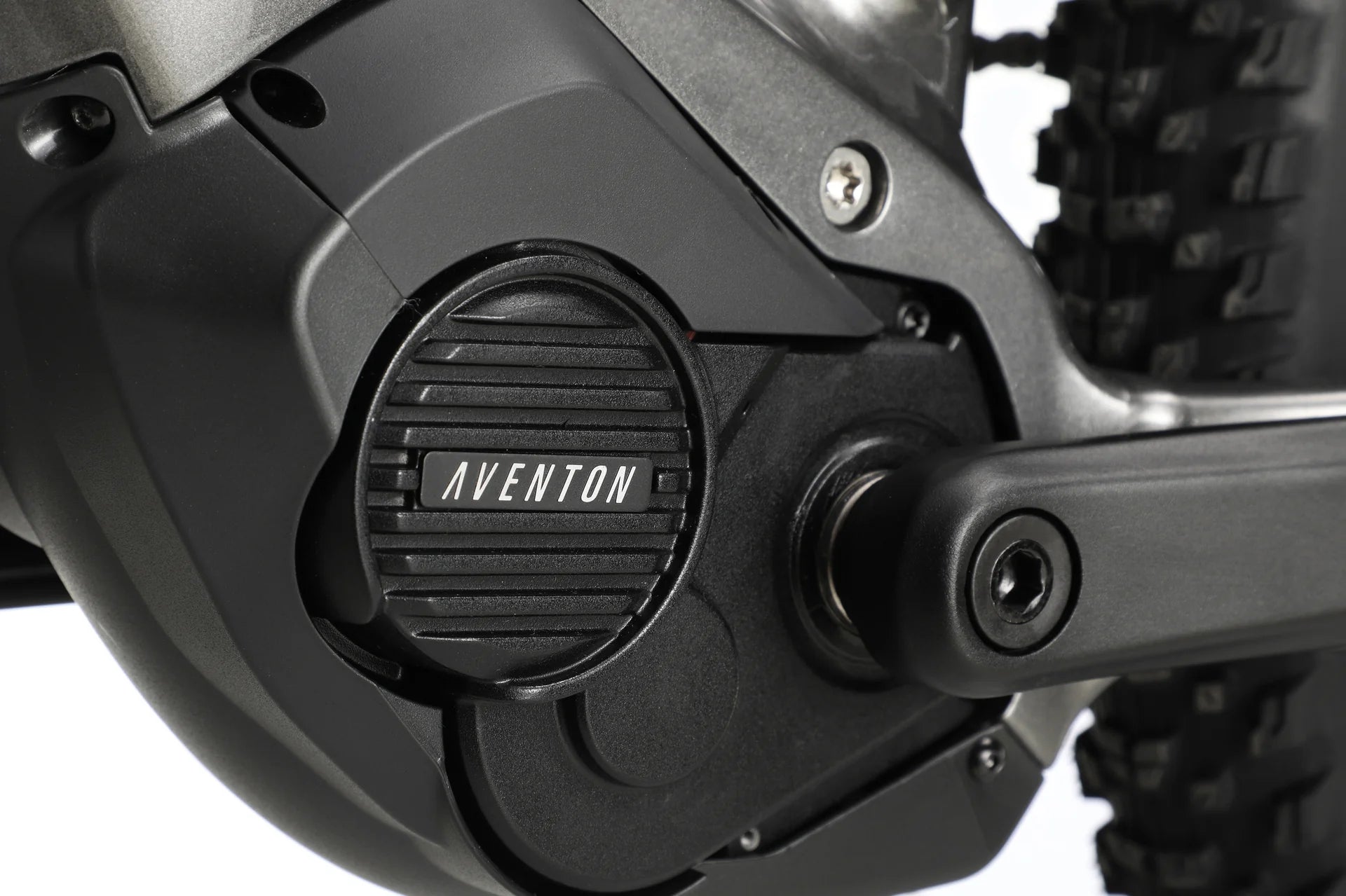 Close up of aventon ramblas ebike mid-drive motor