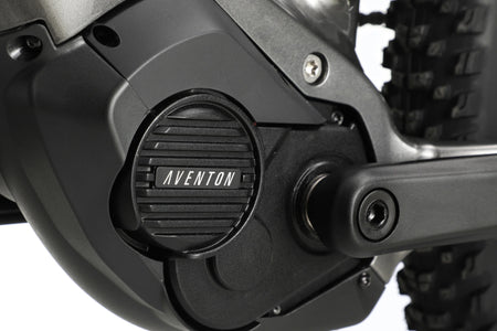 Close up of aventon ramblas ebike mid-drive motor