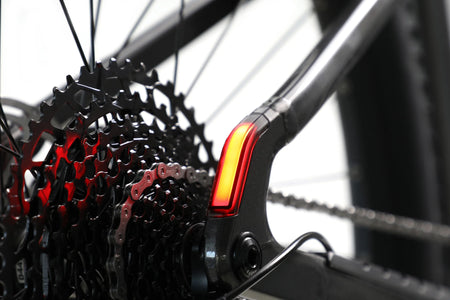 Close up of Aventon Ramblas rear brake lights