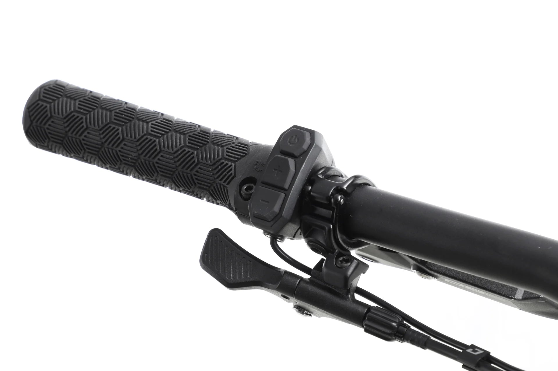 Close up of Aventon Ramblas grips and control pad